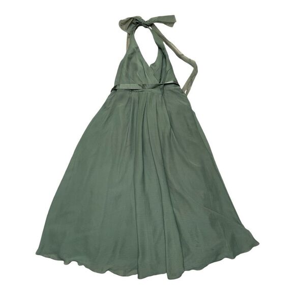 White Vera Wang Halter Empire Waist Olive Green Bridesmaid Dress Size 22 - Picture 1 of 10